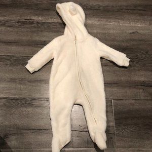 Gymboree 0-3 months white fleece footed onesie